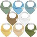 8-Pack Organic Baby Bandana Bibs for Boys, Girls - Super Absorbent Triangle Baby Bibs for Drooling and Teething Infant, 100% Cotton Extra Soft for Newborn, Infant 0-36 Months(Daybreak)