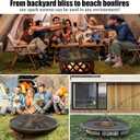 Fire Pit Spark Screen, 30 Inch Fire Pit Screen with Handle & Poker, Heavy-Duty Steel Fire Pit Cover Round Mesh Replacement Outdoor Firepit Screen Lid for Backyard/Beach/RV Camping