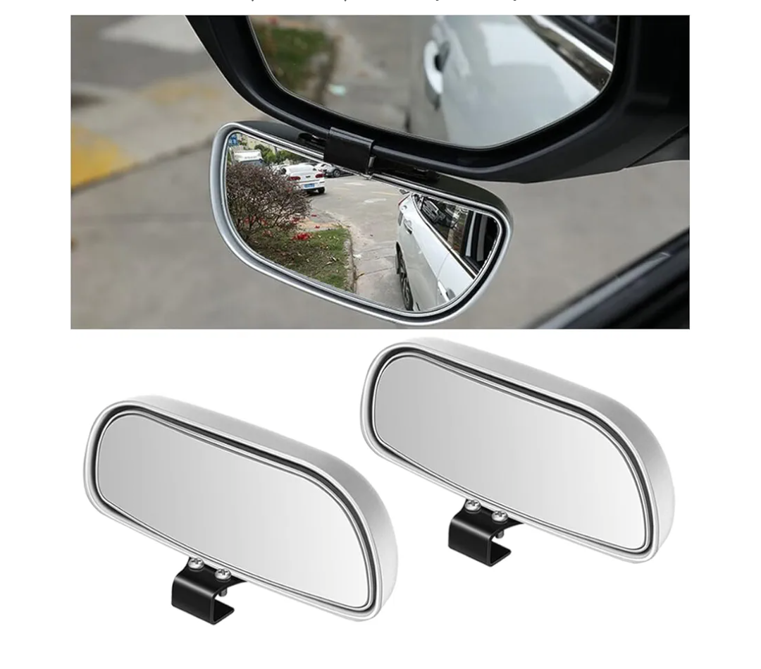 Mandark 2PCS Car Blind Spot Mirror, Rectangle HD Glass Convex Vehicle Rearview Mirror, Wide Angle Adjustable Auto Exterior Blindspot Side View Mirror, Universal for SUV, Sedan, Truck (Silver)