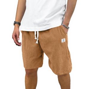 PLEPAN Mens Shorts 7 inch Corduroy Casual Short Drawstring Elastic Waist Lightweight Summer Beach Shorts Loose Fit (Medium, Khaki)