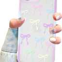 Jusy Compatible with iPhone 16e Bow Phone Case, Cute Clear Ribbon Bowknot Pattern Aesthetic Soft TPU Transparent Cases Protective Phone Cover for Women Girly - Colourful