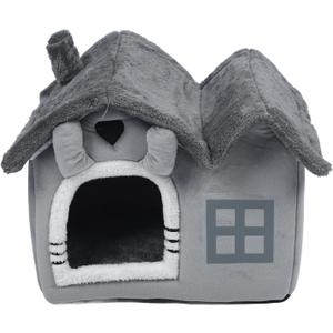 YUYTE Indoor Dog House Puppy Cave Pet House for Small Dogs with Removable Washable Cover Bottom Soft Fleece Linen (L)