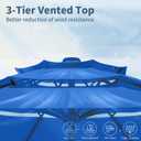 9FT 3 Tiers Patio Umbrella With Auto Tilt And Crank, Outdoor Table Market Umbrella with 8 Sturdy Ribs for Garden, Lawn, Deck, Backyard and Pool