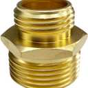 3/4 GHT Male x 1 NPT Male Connector, Brass Garden Hose Fitting, Adapter, Industrial Metal Brass Garden Hose to Pipe Fittings Connect (2 Pack)