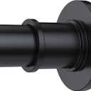 BRIOFOX Industrial Shower Curtain Rod - Rustproof Non-Slip 27-43 Inch Stainless Steel Tension Curtain Rod for Window or Bathroom, Matte Black
