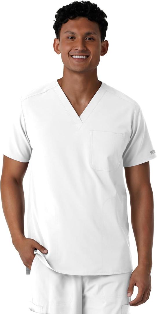 Wink Men's Scrub Top (Medium, White)