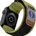Made for Apple Watch Band, NASA Licensed Rugged Nylon Leather Sports Strap With Woven Loop Design For iWatch Ultra 2/1 49mm/46mm/45mm/44mm Tough Tactical Replacement Band For Series 10/9/SE