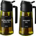 CXINYI - 16oz/470ml Olive Oil Dispenser for Kitchen with Stickers - 2 in 1 Olive Oil Sprayer for Cooking, Air Fryer, and Salad, 2 Black (Light-Proof Kitchen Gadget)