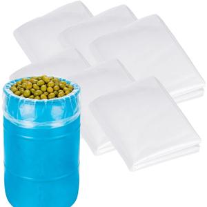 6-Pack 55 Gallon Drum Liners, Large Clear Plastic Drum Liner Storage - Heavy Duty Double Layer Thickness 5.5Mil