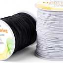 3 x CATIFLIN Elastic String for Bracelets 2 Rolls 1mm 656FT, Stretchy Cord for Beading, Jewelry Making, Pony Beads, Charms, DIY Crafts, Black and White Nylon Thread, Strong Bracelet Supplies
