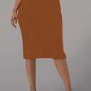 HUUSA Women 2 Piece Sweater Midi Pencil Skirt Set Fall Winter Split Dress Batwing Long Sleeve Oversized Top Casual Outfit (Orange)