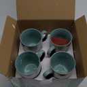 Bosmarlin Ceramic Coffee Mug Set of 4, 17 Oz, Coffee Cups with Big Handle, Microwave Safe, Unique Reactive Glaze(17 Oz, Pastel Blue)