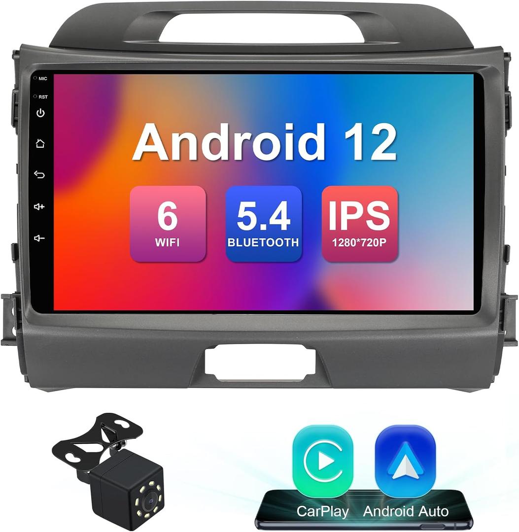 2+32G 9-inch Android 12 Car Stereo for KIA Sportage 3 2010-2016 IPS Touchscreen Screen Car Radio with Carplay & Android Auto Support Backup Camera GPS FM Navi BT SWC