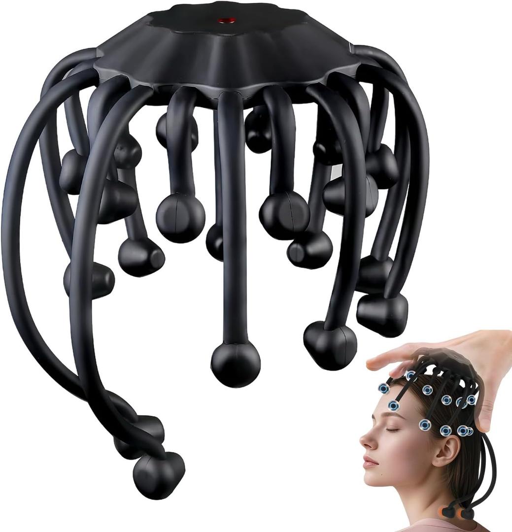 Electric Scalp Massager with 360 Soft Touch Design, 20 Massage Nodes, 5 Modes, Portable Scalp Massage Tool for Home and Travel, Quiet Head Massager for Relaxation