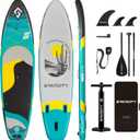 Starcity 11'*34"*6" Blow Up Paddle Board, Inflatable Paddle Board, Paddle Board, Spacious and Stable, Anti Slip and Easy to Operate, Large Size Suitable for Single Person/ Family/ Pet Use, Green Black.