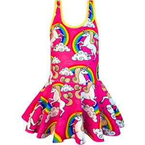 KuKiee Girls One Piece Rainbow Unicorn Swimsuit Stars Print Swimwear Bathing Suit (10-11/ 3XL, Pink Unicorn)