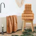 Luxury Towels for Bathroom Set of 8 - 2 Bath Towels 2 Hand Towels 4 Washcloths - 600 GSM 100% Cotton Ring Spun Viscose Border Towels Set - Beige