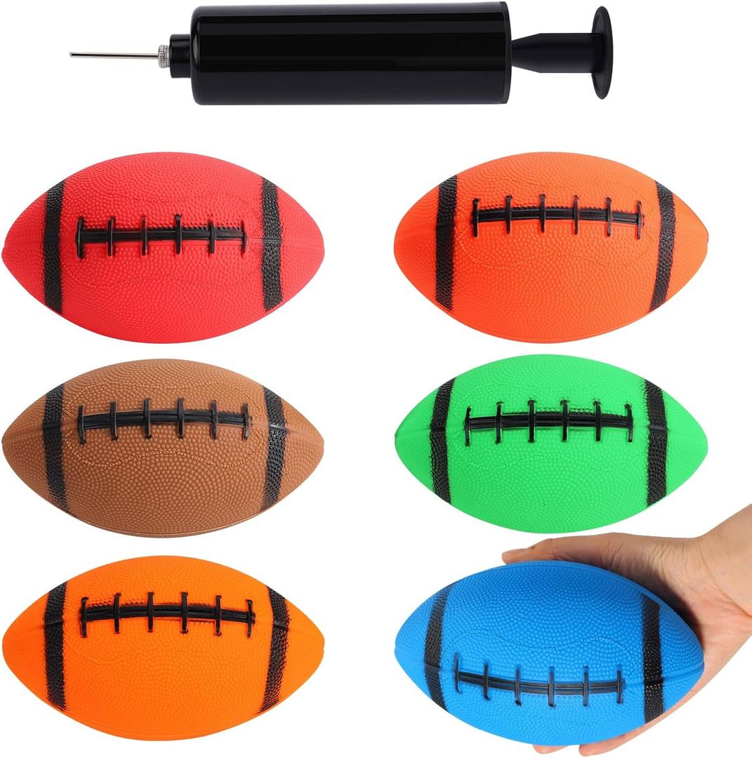 Shindel 6PCS Mini Inflatable Football, 6.3 inch Waterproof Footballs Toys for Kids Perfect Outdoor & Indoor Games, Summer Pool Beach Toy, Birthday & Football Lovers Party Favors (Multi-color)
