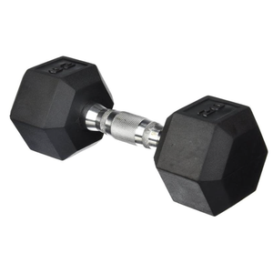 CAP 30 LB Rubber Coated Hex Dumbbell Weight, Rubber Free Weights for Home Gym Strength Training, Chrome Handle