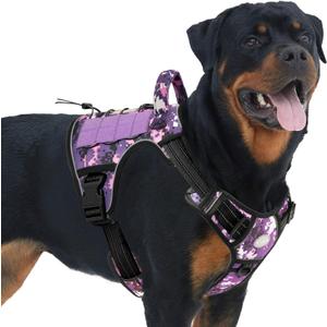 Auroth Tactical Dog Harness for Small Medium Large Dogs No Pull Adjustable Pet Harness Reflective K9 Working Training Easy Control Pet Vest Military Service Dog Harnesses (L, Purple Camo) (L(Neck:18-29",Chest:24-37"),45-80 lbs)