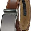 CHAOREN Mens Belt Leather Ratchet Belt - Customizable Fit, Effortless Style (35mm) (36" to 42" Waist Adjustable, Charcoal Depiction / Cognac)