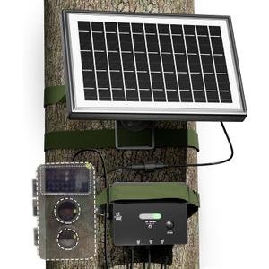 SUNAPEX Solar Panel for Trail Camera, Solar Battery Charger with Controller and Built-in 7500mA Battery, DC 6V/9V/12V Output, for Trail Camera with 5.52.1mm or 4.01.7mm Ports, (6W Solar Panel)