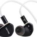 Linsoul Kefine Klean in Ear Monitor,10mm DLC Diaphragm Dynamic Driver HiFi Earphones,Wired Gaming Earbuds,Replaceable Nozzles,Detachable Silver-Plated Cable for Audiophile (No Mic 3.5mm, Black)