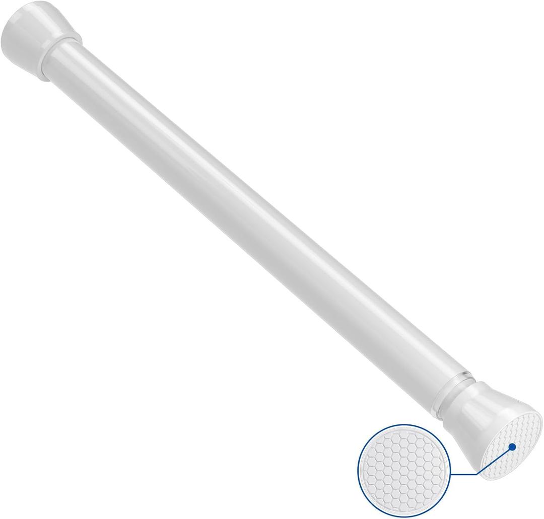 Tension Rods 16 to 26 Inch White Tension Curtain Rod Small Tension Rod Adjustable Curtain Rod Spring Curtain Rods No Drilling Expandable Pressure Spring for Closet Kitchen Door