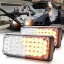 2-Pcs Battery Operated LED Emergency Strobe Lights Bar w/Magnetic Base Rechargeable Portable Roadside Roof Top Mini Plow Flash Beacon Warning Light for Truck/Vehicle (Amber/White)