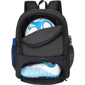 Soccer Ball Bag-Backpack for Basketball,Volleyball with Cleat Shoes and Ball Compartment for Sports Team,Trainning (Black)