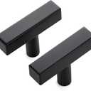 Ravinte 3 Pack Black Square Bar Cabinet Knobs 2 Inch Square Cabinet Pulls Matte Black Single Hole Kitchen Cabinet Handles