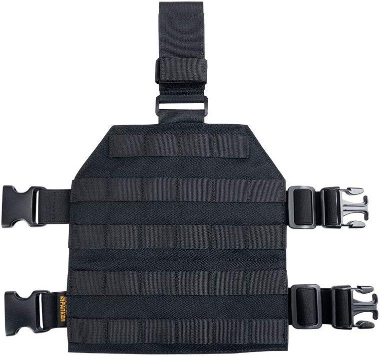 EXCELLENT ELITE SPANKER Tactical MOLLE Drop Leg Platform Universal Drop Leg Panel with Adjustable Belt & Thigh Straps (Black)