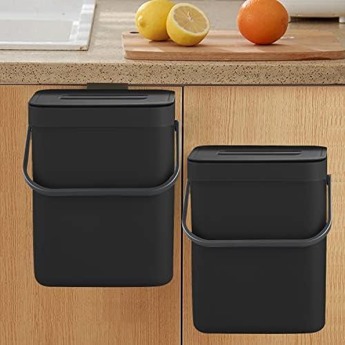 LALASTAR Countertop Compost Bin with Lid, Hanging Small Trash Can with Lid Under Sink for Kitchen, Food Waste Bin for Countertop, Mountable Garbage Can for Bathroom, RV, 5L/1.3 Gal, Black 1 pcs LALASTAR Countertop Compost Bin with Lid, Hanging Small Trash Can with Lid Under Sink for Kitchen, Food Waste Bin for Countertop, Mountable Garbage Can for Bathroom, RV, 5L/1.3 Gal, Black 1 pcs