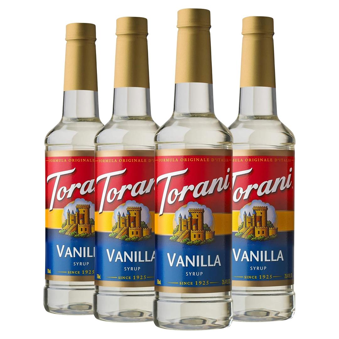 Torani Syrup, Vanilla, 25.4 Ounces (Pack of 4)(BB: August 29, 2027)