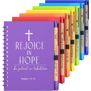 INSADA 56 Sets of Multicolored Christian Prayer Journals in Bulk small notepad 5.43 x 4.33 Spiral Notebooks with Matching Pens - inspirational Gifts,Church Members & Bible Study Groups