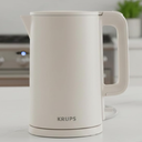 KRUPS 1.5L Electric Kettle Stainless Steel Cool Touch Interior, Fast Boiling, One Cup in 80 Seconds, Double Wall, Auto Off, Keep Warm, Hot Water Kettle Electric, Cordless, Beige