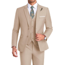 Men Suit 3 Pieces Slim Fit, 2 Buttons Groomsmen Business Jacket Vest Pant Prom Tuxedo with Tie, S