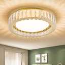 15 Inch Dimmable LED Crystal Flush Mount Ceiling Light,Modern Gold 36W 5CCT 3000K-6000K Chandelier Large Round Lighting Fixtures for Bedroom,Living Room,Laundry Room,Dining Room