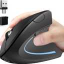 Ergonomic Mouse Wireless Bluetooth Vertical Mouse Three-mode Connection:BT5.0+USB A+USB C- Rechargeable,Ergonomic,6 Buttons,1600 DPI,2.4G Optical-Compatible with Mac ipad Tablet Laptop PC Computer