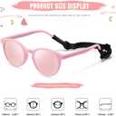 Cute Kids Polarized Sunglasses,Baby Sun Glasses with Strap for Toddler Girls Boys Flexible Round UV Protection