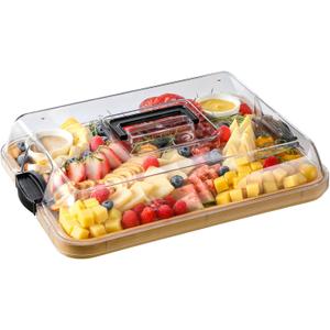 Charcuterie Boards with Lid, Bamboo Cheese Board Set with Locking Lid with Handle, Charcuterie Board Accessories - House Warming Gifts New Home, Bridal Shower Gifts, Wedding Gifts