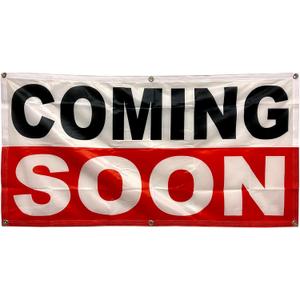 4 Less Co 2x4 Feet COMING SOON Banner Sign Fabric Polyester With Grommets wrb
