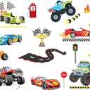 Racing Car Wall Stickers Roads Transportation Vehicle Wall Decals Peel and Stick Kids Boys Bedroom Nursery Wall Decor