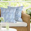 DYTXIII Pack of 2 Waterproof Outdoor Pillow with Inserts, 18x18 Square Patio Decorative Throw Pillow for Home,Sofa,Bench and Patio Furniture,Pebble Blue