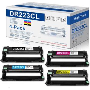DR223 DR223CL Drum Unit Set 4 Pack Replacement for Brother DR223CL DR-223 DR-223CL Drum MFC-l3770CDW Drum for MFC-l3710CW MFC-l3750CDW HL-l3270CDW Printer (1Black, 1Cyan, 1Magenta, 1Yellow)