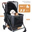 Dog Stroller for Large & Medium Dogs (Up to 66lbs), Pet Stroller for 2 Small Dogs with Adjustable Handle & Canopy, Sun Shades, Storage Organizer, Foldable & Ventilated,Black