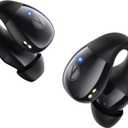 Clip on Earbuds, Open Ear Earbuds Wireless Bluetooth 5.4 with Mic, Open Ear Headphones with Charging Case LED Display, 44H Play, IP54 Waterproof, Lightweight Comfort for Running Sport Workout (Black)