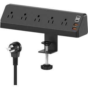 20W Fast Charging Station, Desk Clamp Power Strip with 2 PD USB-C Ports, 5 AC Wide Spaced Outlets and 6ft Extension Cord, Fits 1.9" Tabletop Edge, Desk Accessories for Office Home College Dorm, Black 20W Fast Charging Station, Desk Clamp Power Strip with 2 PD USB-C Ports, 5 AC Wide Spaced Outlets and 6ft Extension Cord, Fits 1.9" Tabletop Edge, Desk Accessories for Office Home College Dorm, Black