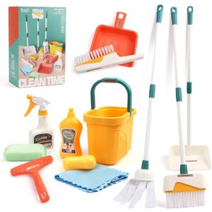 Jenilily Detachable Kids Cleaning Toy Set - Broom, Mop, Dustpan, Brush, Rag Play, Housekeeping Kit, STEM Really Clean Toys Gift for Girls & Boys