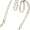 uxcell Genuine Leather Purse Strap, 41.7"51.2" Adjustable Crossbody Replacement Straps 0.6" Width for Women Handbags Shoulder Bag (Cream White, Silver Buckle)